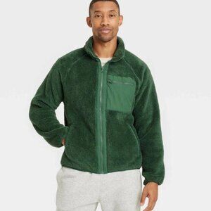 NEW Men's Zip-Up Sweatshirt - Goodfellow & Co™ Heavyweight Fleece Green Large